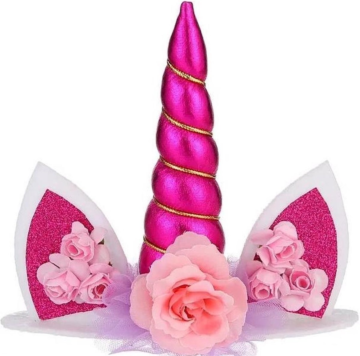 Unicorn cake topper eenhoorn taart versiering cake decoration donker roze