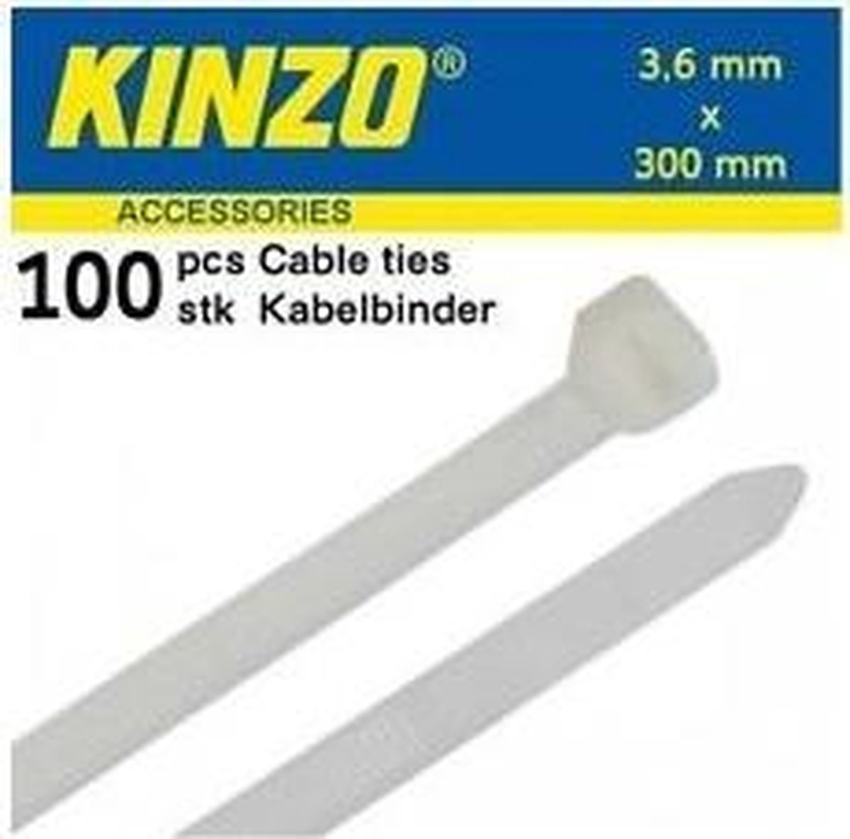 Kinzo Kabelbinders 3.6x300mm wit 100 stuks