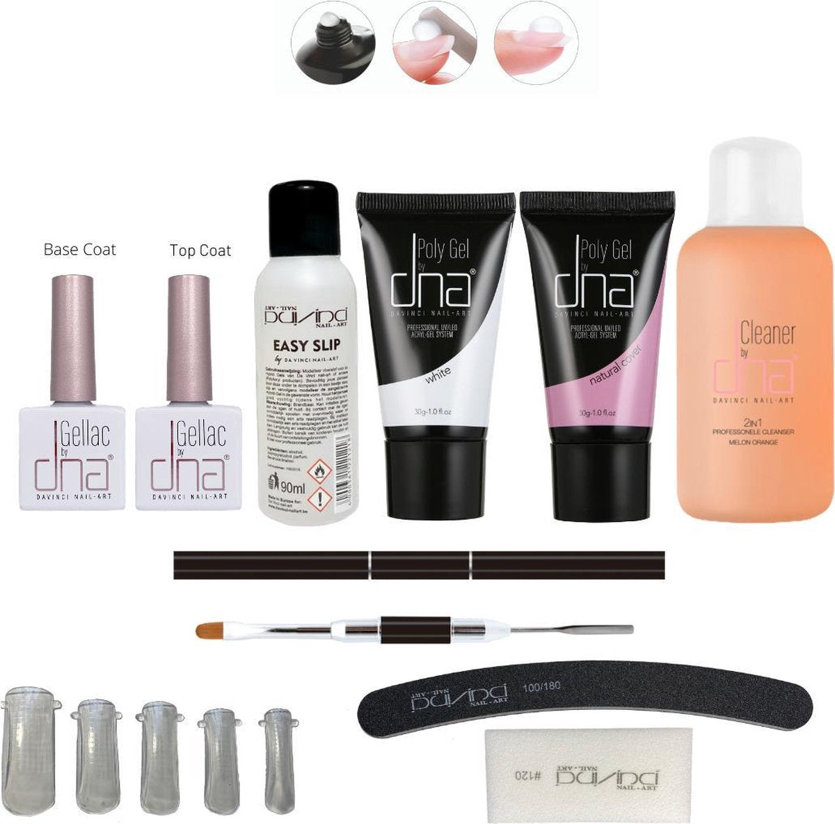 Polygel - uitgebreid starterspakket - Polyacrylgel - starterset met dual form - acrylgel - dual form polyacryl