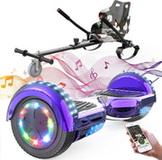 Evercross Hoverboard 6.5 Inch | Flits Wielen | Bluetooth Speaker | LED verlichting | Paars Chroom + Hoverkart Camouflage