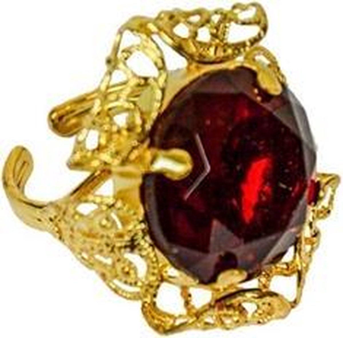 Sinterklaas ring ronde steen rood deluxe