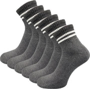 6 paar Quarter Sneakersokken - SQOTTON - Grijs-Wit Gestreept - Maat 39-42