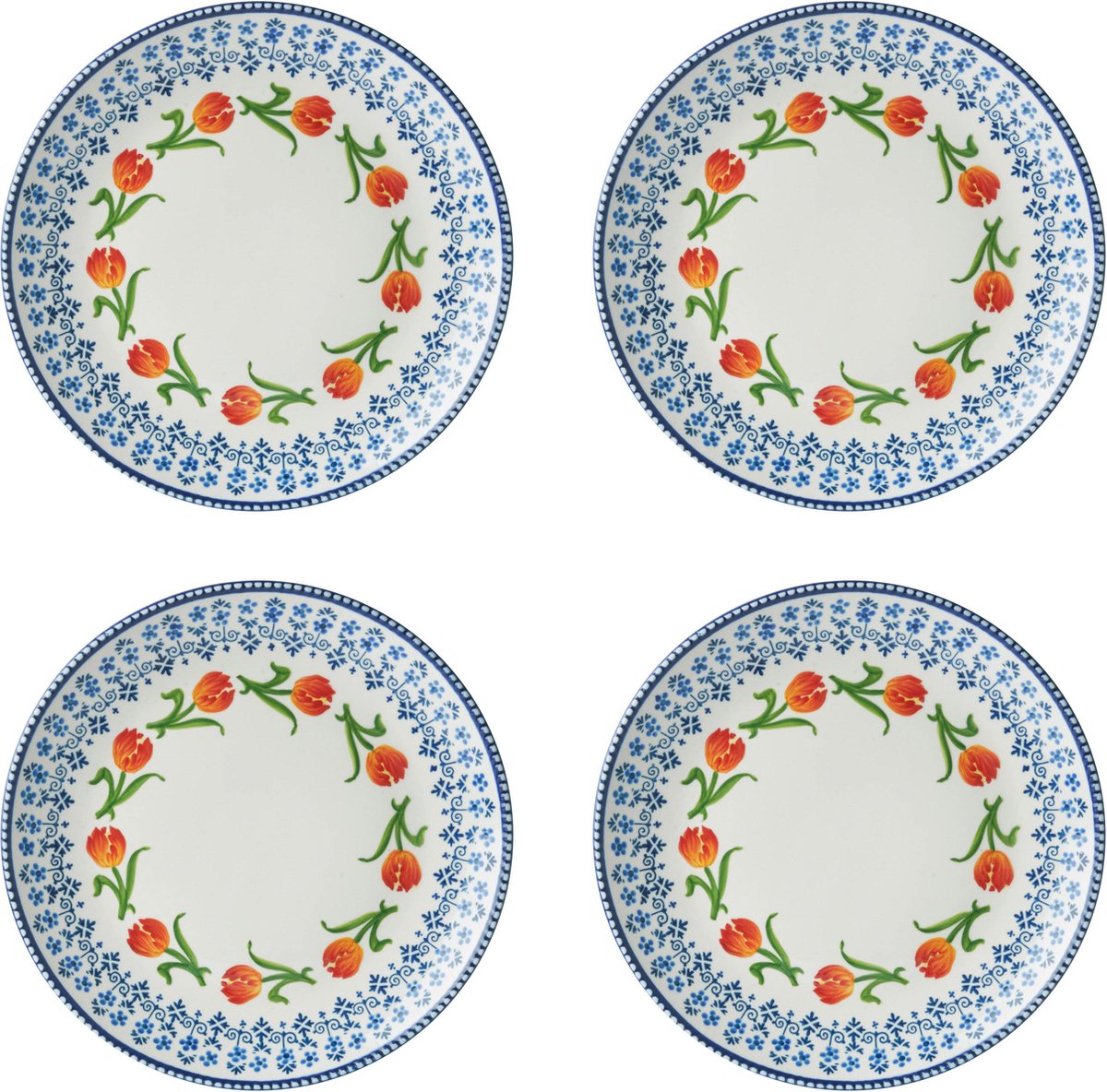 Dinerbord oranje tulp set van 4