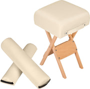 Massage Hocker met 2 rolkussens beige 400430