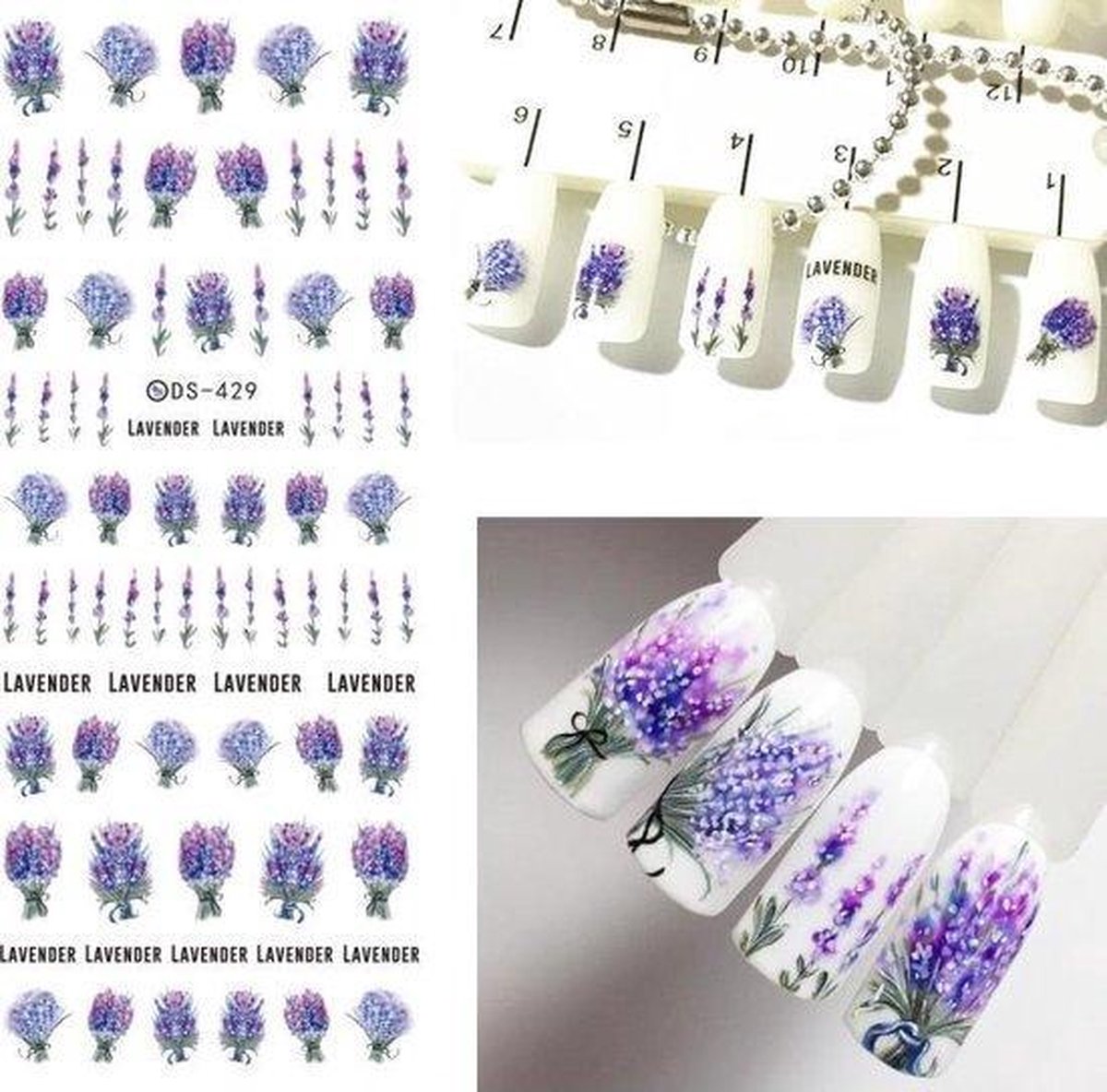 Nailart nagelsticker Lavendel nail art nagel sticker bloem