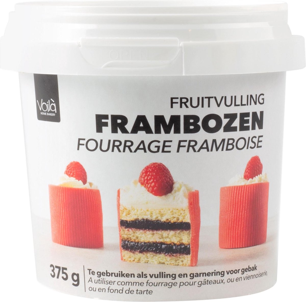 Voila Home Bakery | Fruitvulling | Framboos | 375 gram - vulling voor taart