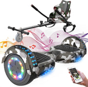Evercross Hoverboard 6.5 Inch | Flits Wielen | Bluetooth Speaker | LED verlichting | Camouflage + Hoverkart Camouflage