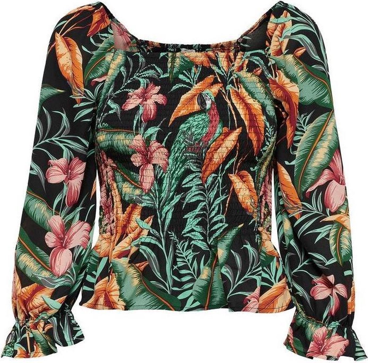 Jdymina 3/4 Smock Top Wvn 15225017 Black/multicoller