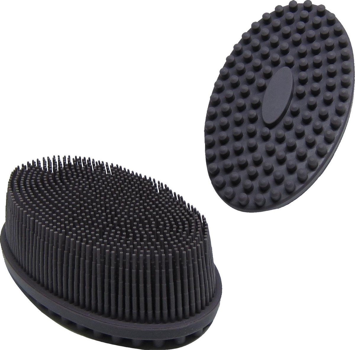 B&P Bad borstel  - grijs - 2 stuks - silicone - bad spons – wet & dry brush - huidborstel - baby borstel – badborstel kunststof