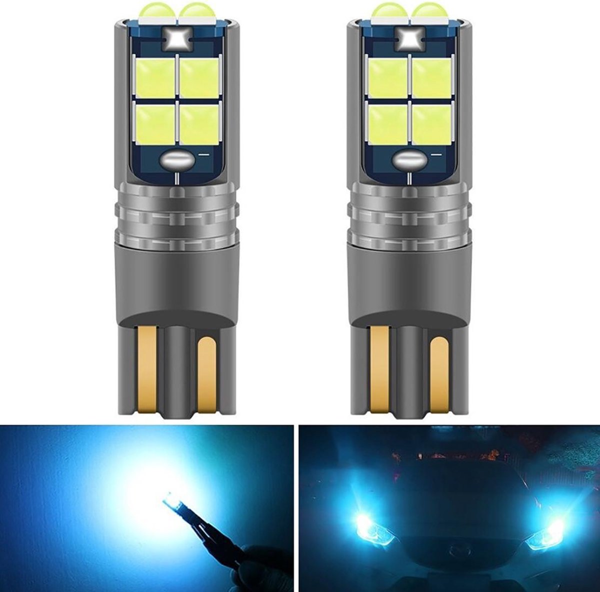 High Power LED T10 W5W IJs Blauw Auto verlichting Set- Hoge kwaliteit Aluminium - Canbus autoled [ Daglicht - Parkeerverlichting - Interieurverlichting - Kentekenverlichting - Dashboard verlichting ] - Kristal licht blauwe autolampen - LED spotlights
