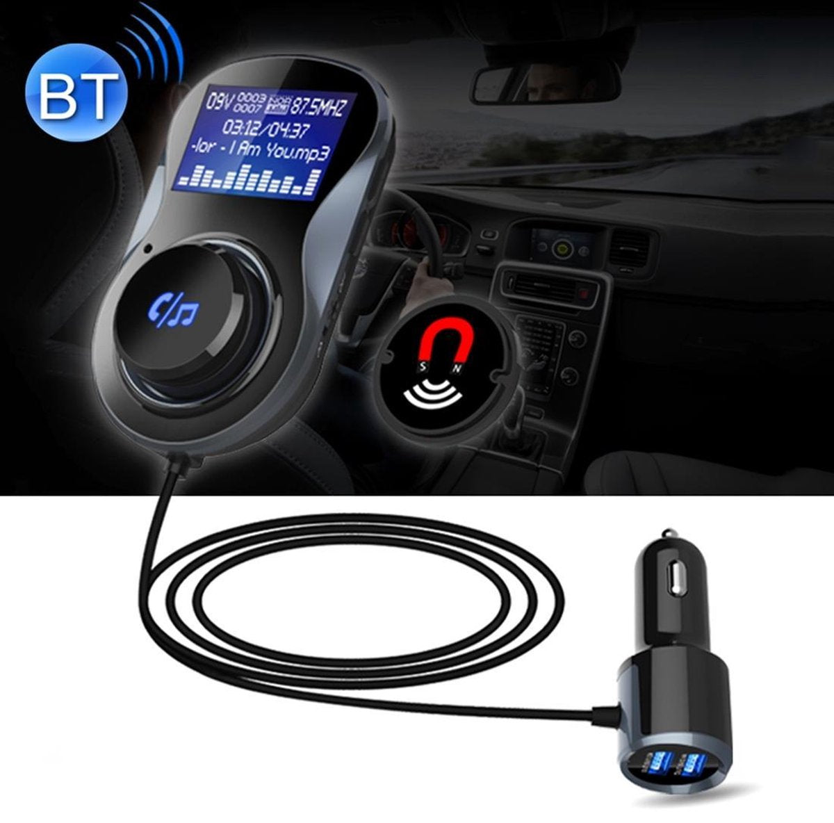 Draadloze Bluetooth FM-zender Radio-adapter Autolader