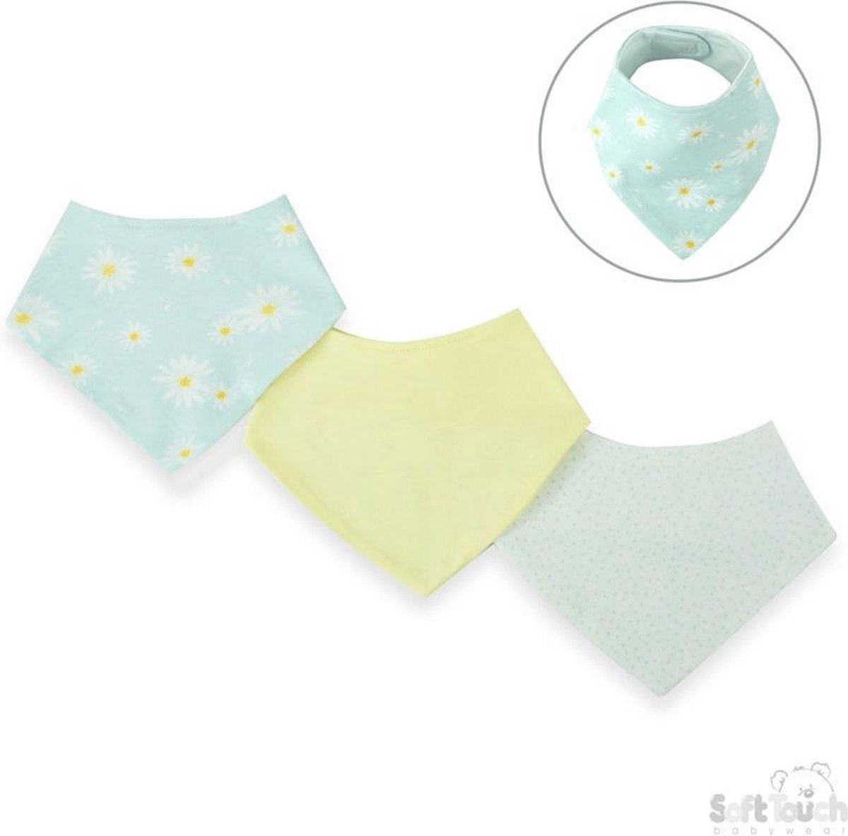 Soft Touch Bandana-slab Daisy 30 X 38 Cm Katoen Pastel 3 Stuks