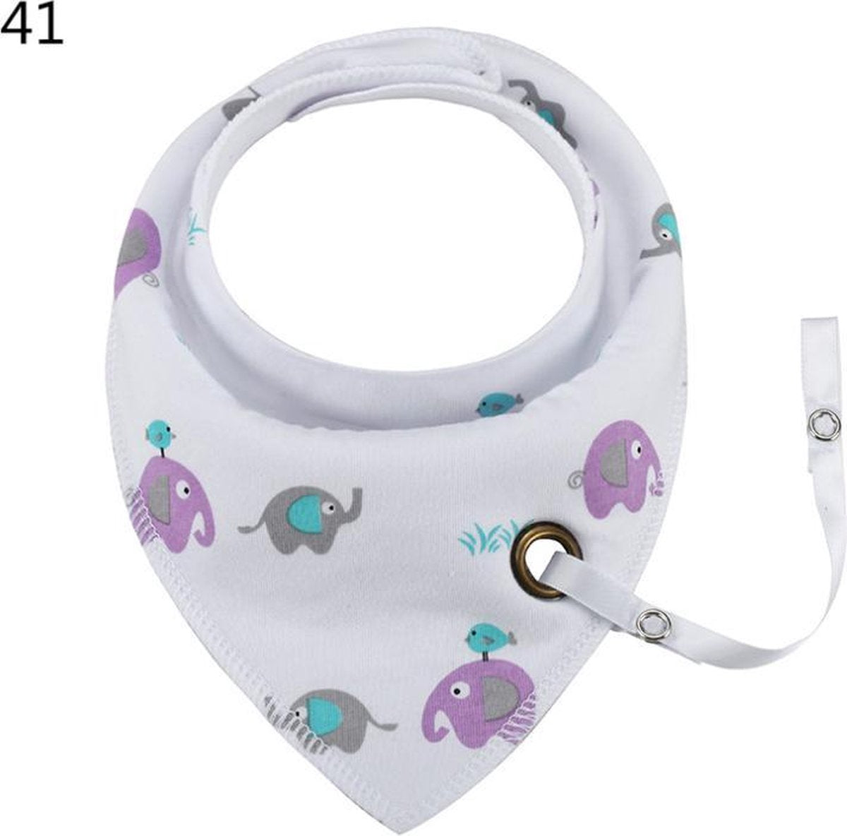 Kraamcadeau - babyshower -  baby slabbetje met speenkoord - zachte stof binnenkant - bandana slabbetje - speenkoort - without lemons - Olifantjes/volgels  - chibaa