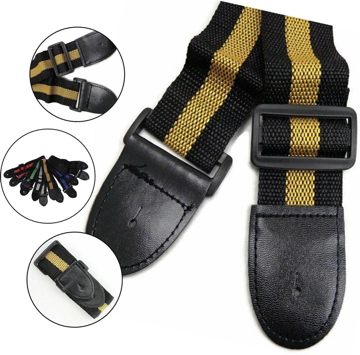 Professionele Verstelbare Stevige Gitaarband - Gitaarbanden - Guitar strap Band -  Gitaarriem - Gitaar Riem - Bas Elektrische Akoestische Klassieke Gitaar - Verstelbaar - Nylon - Geel