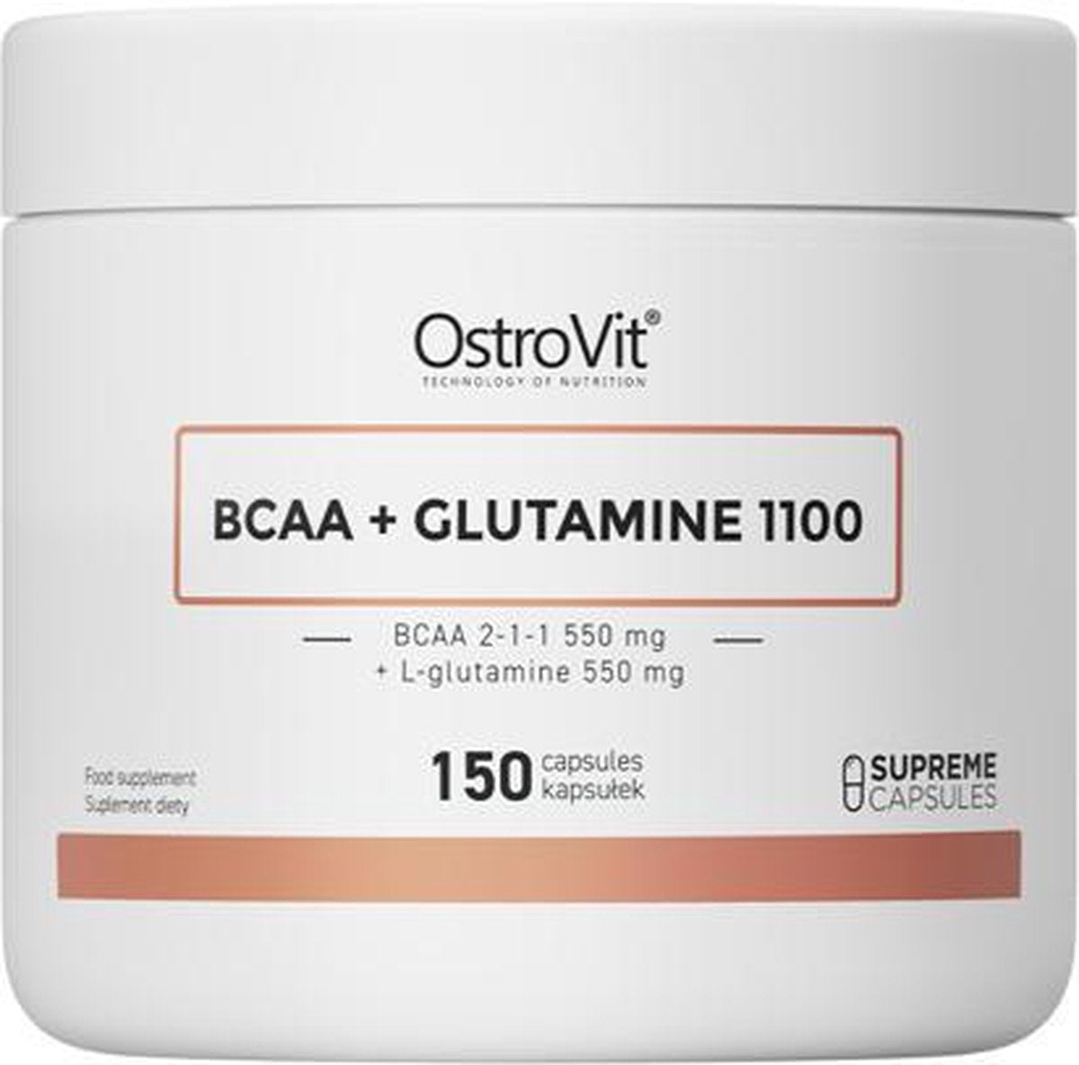 Aminozuren - BCAA + Glutamine 1100mg 150 Capsules Ostrovit -  + GRATIS Pill Box