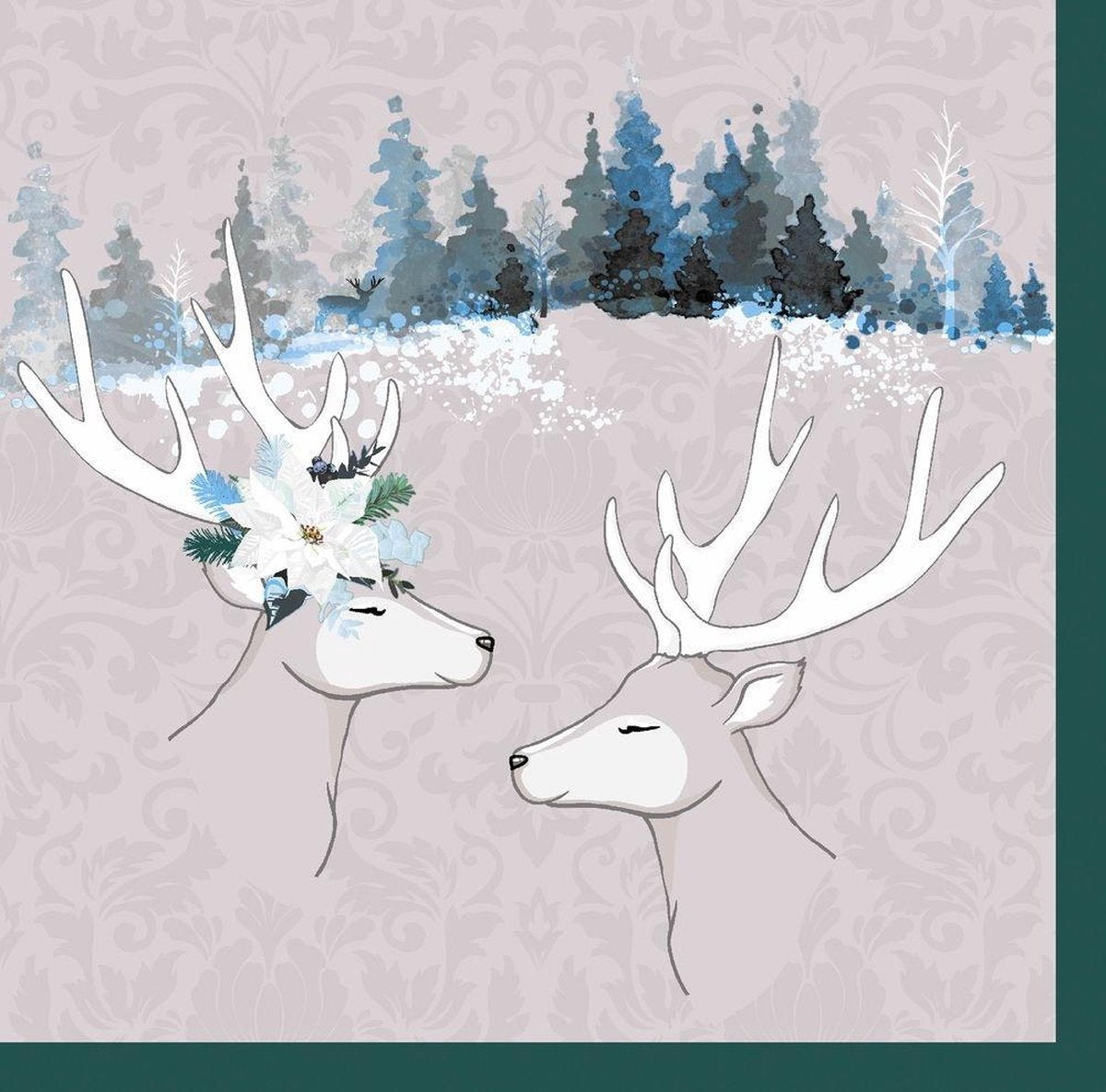 Duni Servetten Deer Love Air-laid 40 Cm Grijs/blauw 12 Stuks