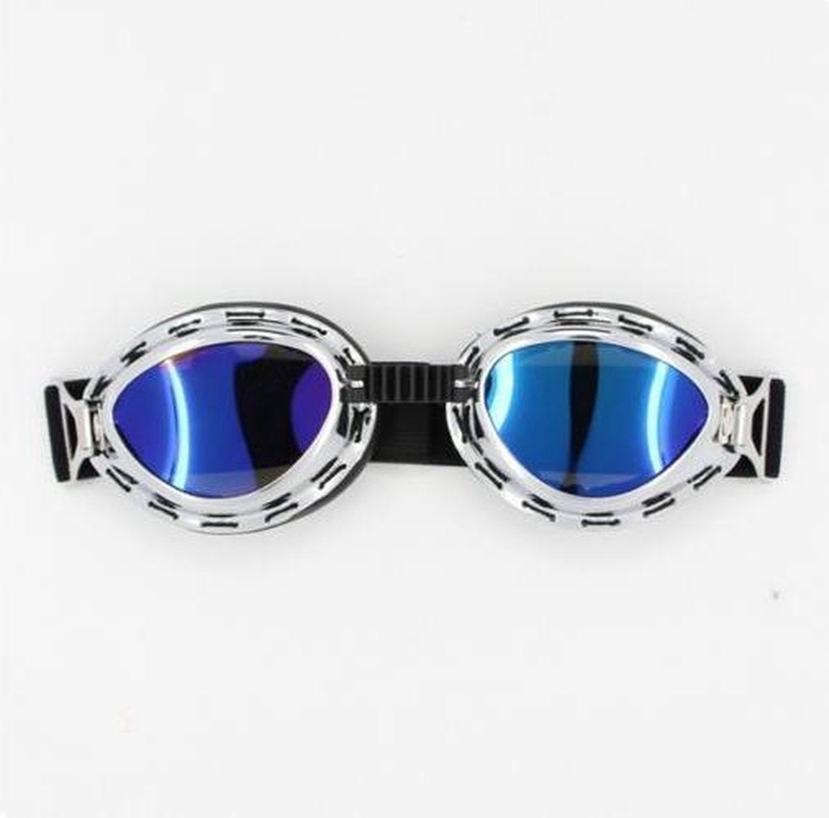 Chrome steampunk motorbril multi kleur glas