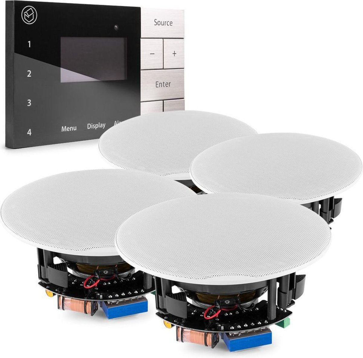 Inbouw stereo set met DAB radio met Bluetooth en 4 plafondspeakers - Systemline E100