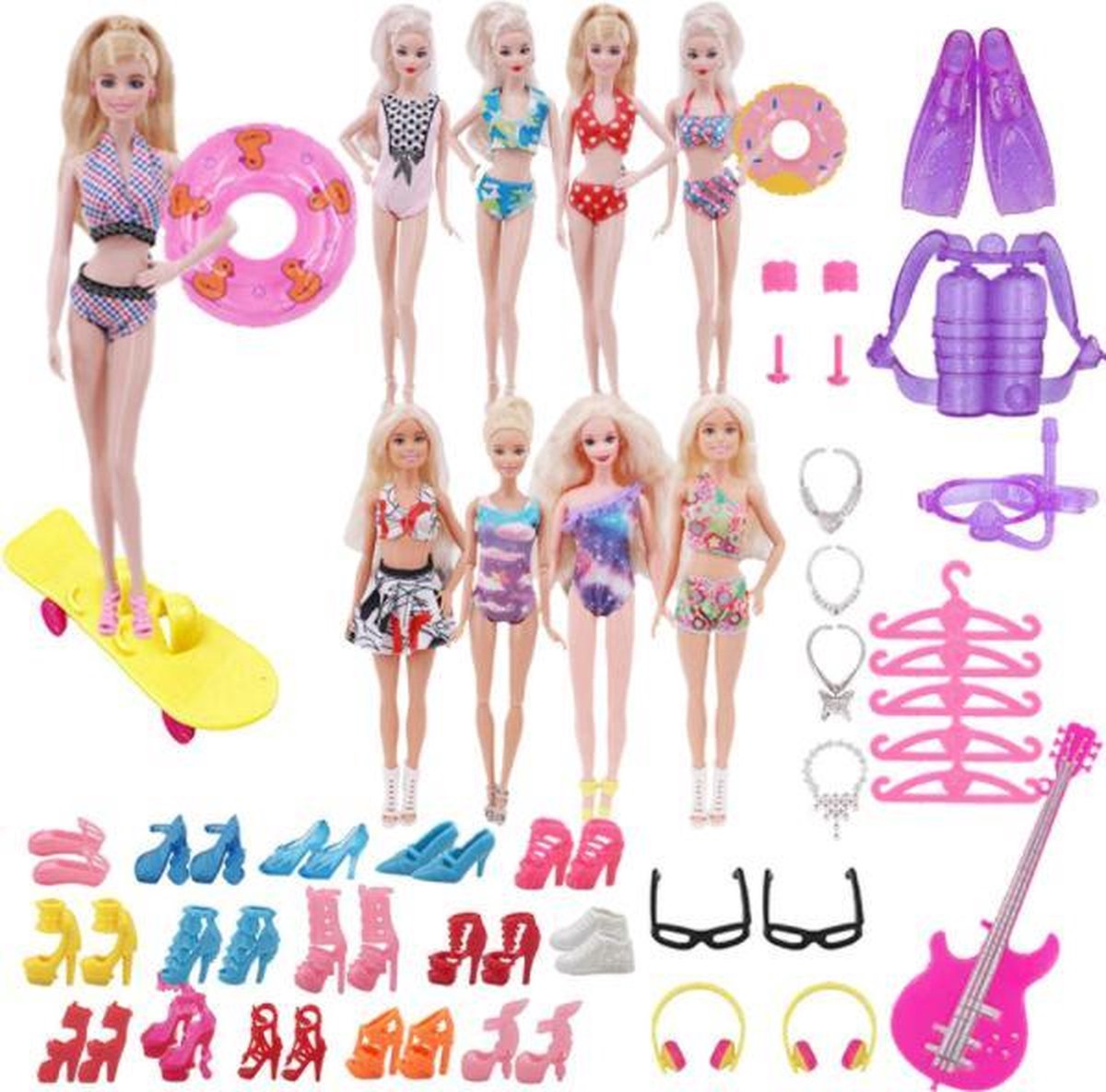 Dolldreams - Zomer Accessoires set voor Barbie met strand kleding