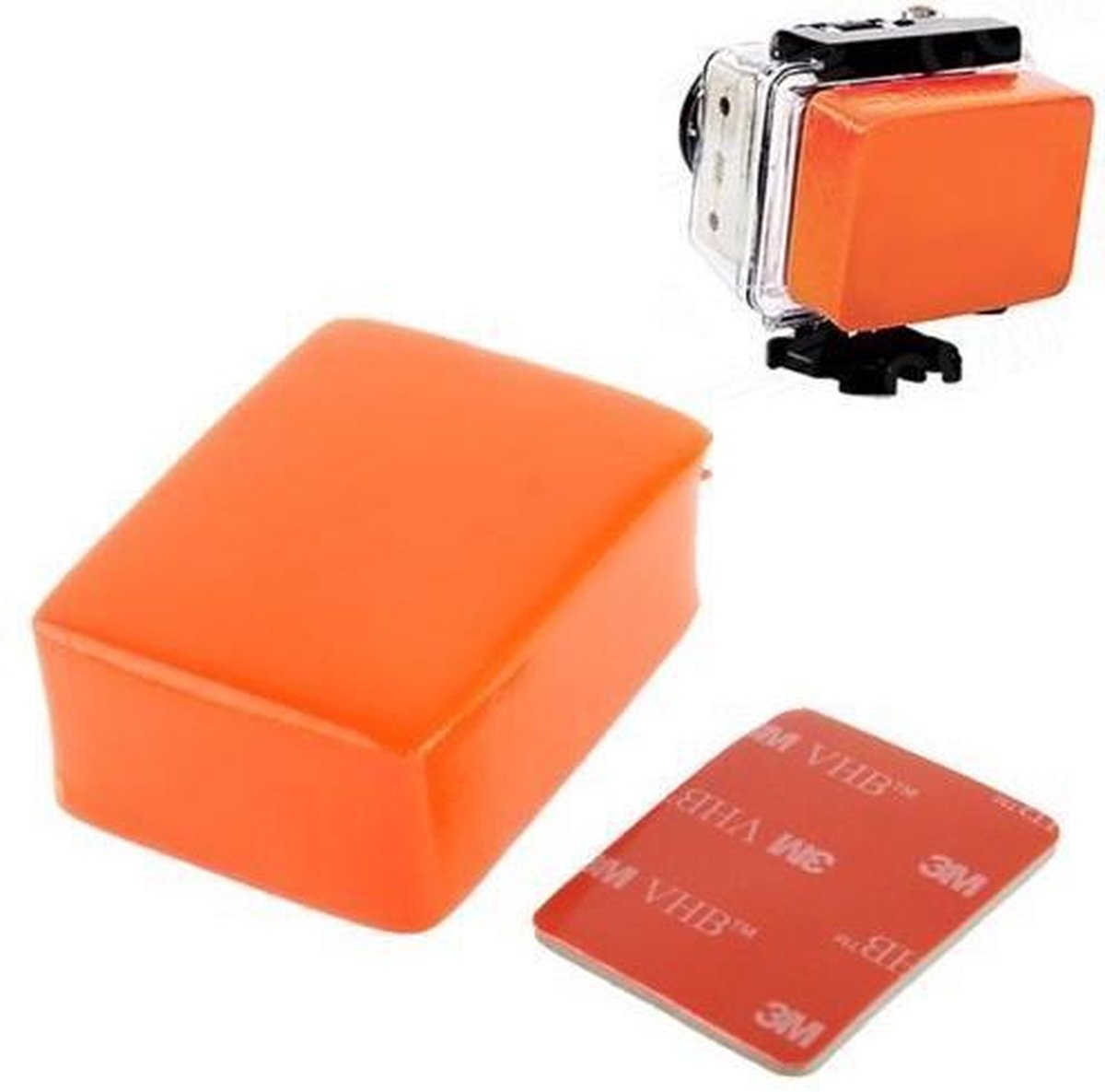 Floaty / Drijver oranje inclusief 3M bevestiging voor GoPro Hero 3/3+/4/5 en andere actiecamera's