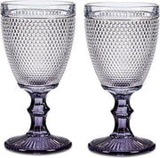 Wijnglazen Vintage - Wijnglazen Retro met korte voet - Antraciet - Set van 2