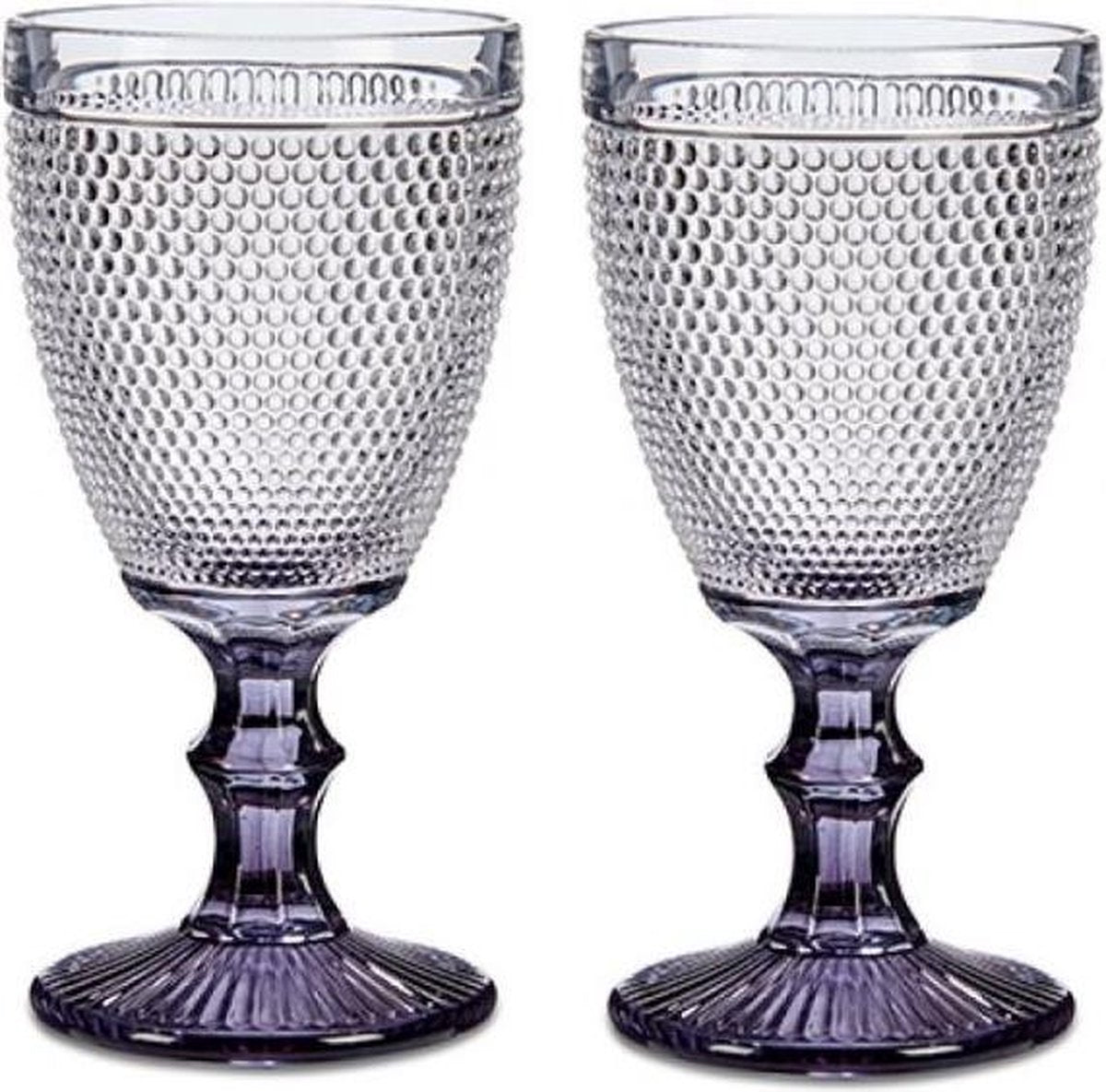 Wijnglazen Vintage - Wijnglazen Retro met korte voet - Antraciet - Set van 2