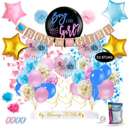 Fissaly® 53 Stuks Gender Reveal Baby Shower Ballonnen Decoratie Feestpakket – Geslachtsbepaling & Babyshower