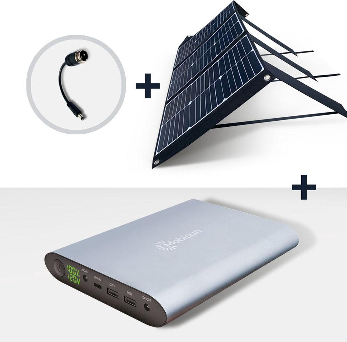 Mobisun 60W zonnepaneel + laptop powerbank bundel