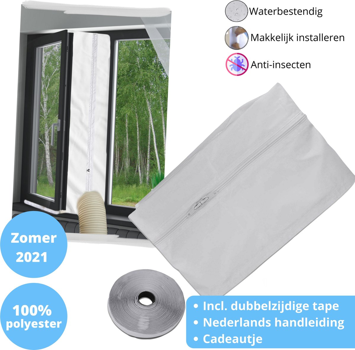 Universele Raamafdichting set voor Mobiele Airco - Raamafdichtingskit - Universele Raamsluiting - AIRCO Energiebesparend - Incl. Dubbelzijdige Tape - AIRLOCK 200 RAVEG®