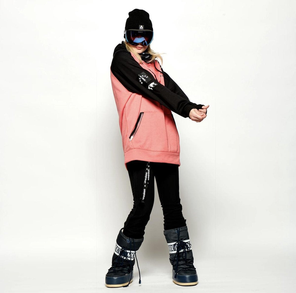 Waterdichte dames hoodie Pink/black L