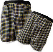 Embrator 2-stuks mannen Boxershort geweven katoen donkerblauw/geel 4XL