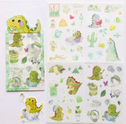 4 Stickervellen dinosaurussen met glittertjes 10x20 cm
