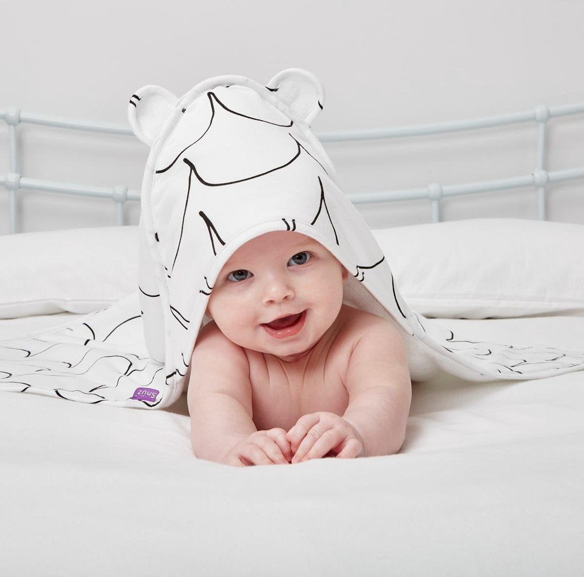 Snuz Baby Hooded handdoek - Wave Mono