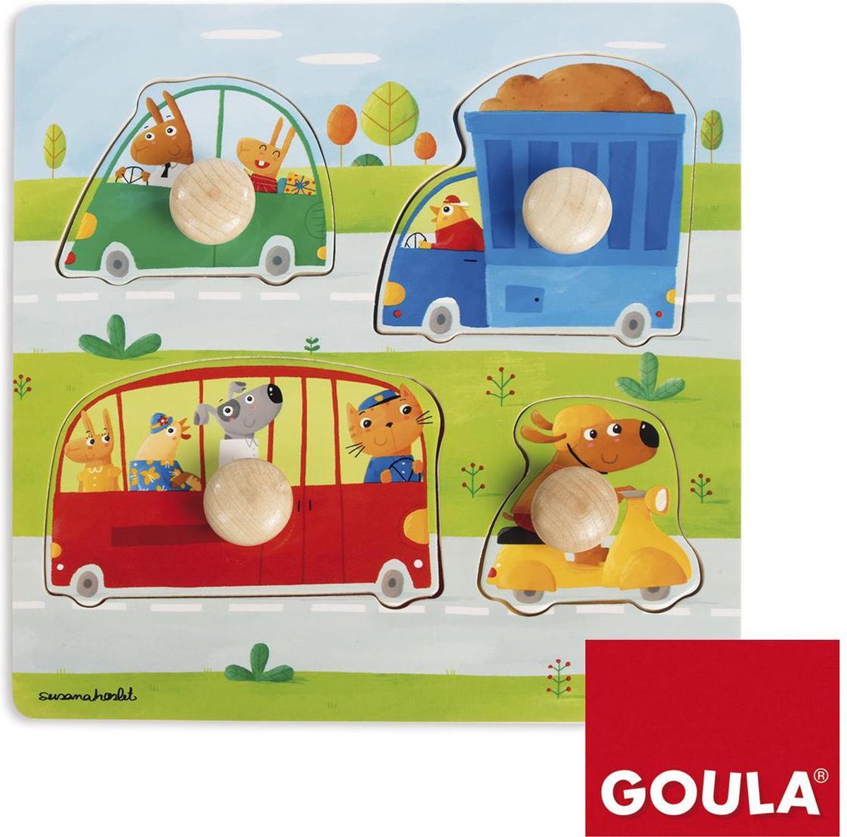 Goula Voertuigen Houten Noppenpuzzel