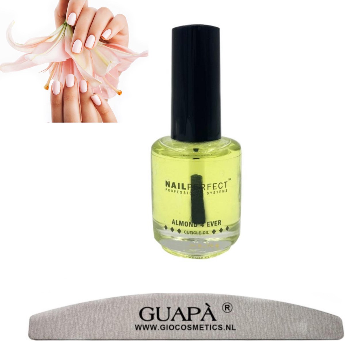 GUAPÀ® Nagelriemolie Almond 5 ml | Cuticle Oil + Nagelvijl 100/180