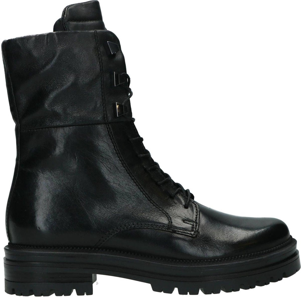 Mjus - Dames Veterschoenen Hoog - Zwart - Maat 39