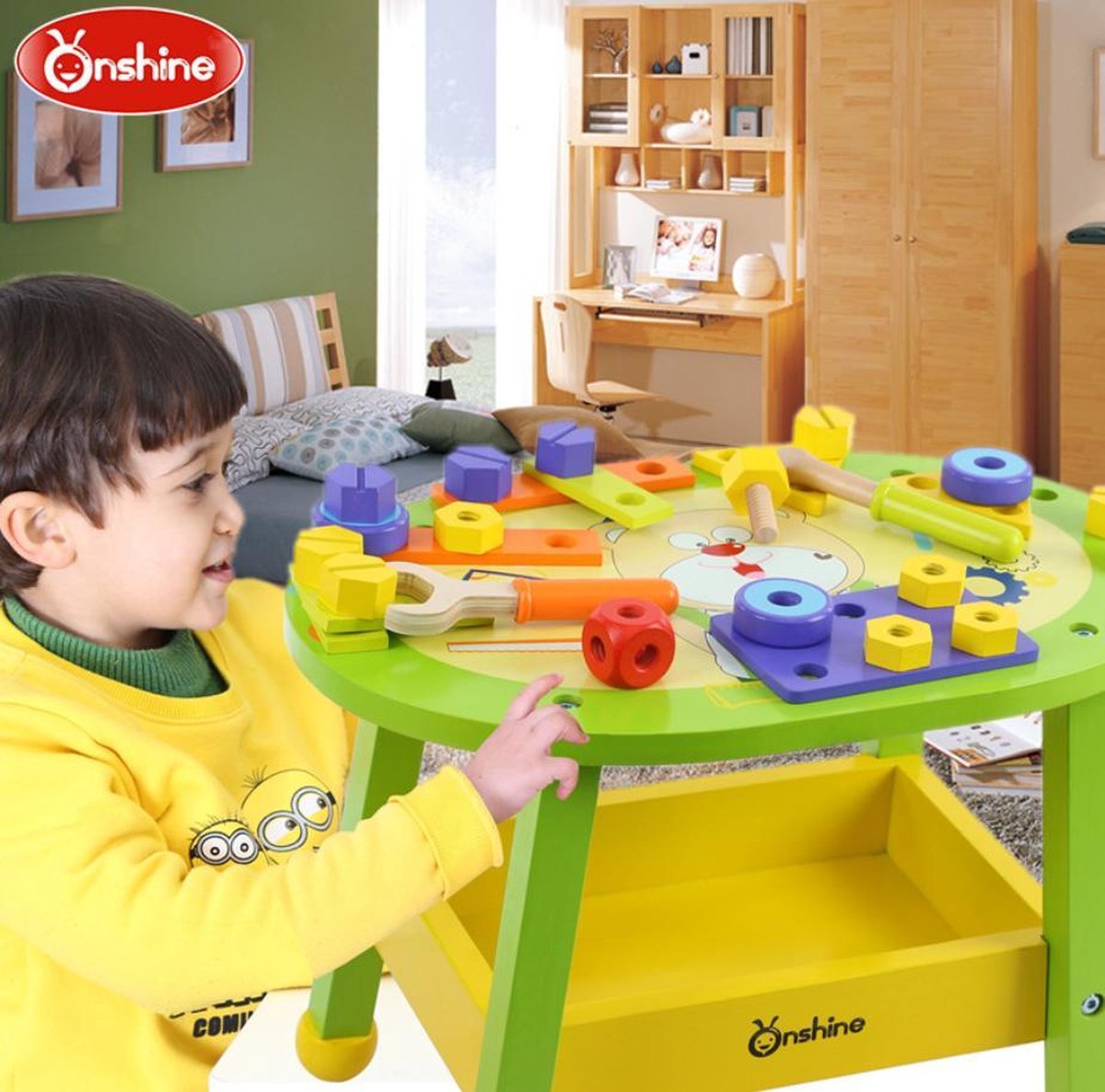 Onshine Houten speelgoedwerkbank & gereedschapskist voor kinderen - 62 delig