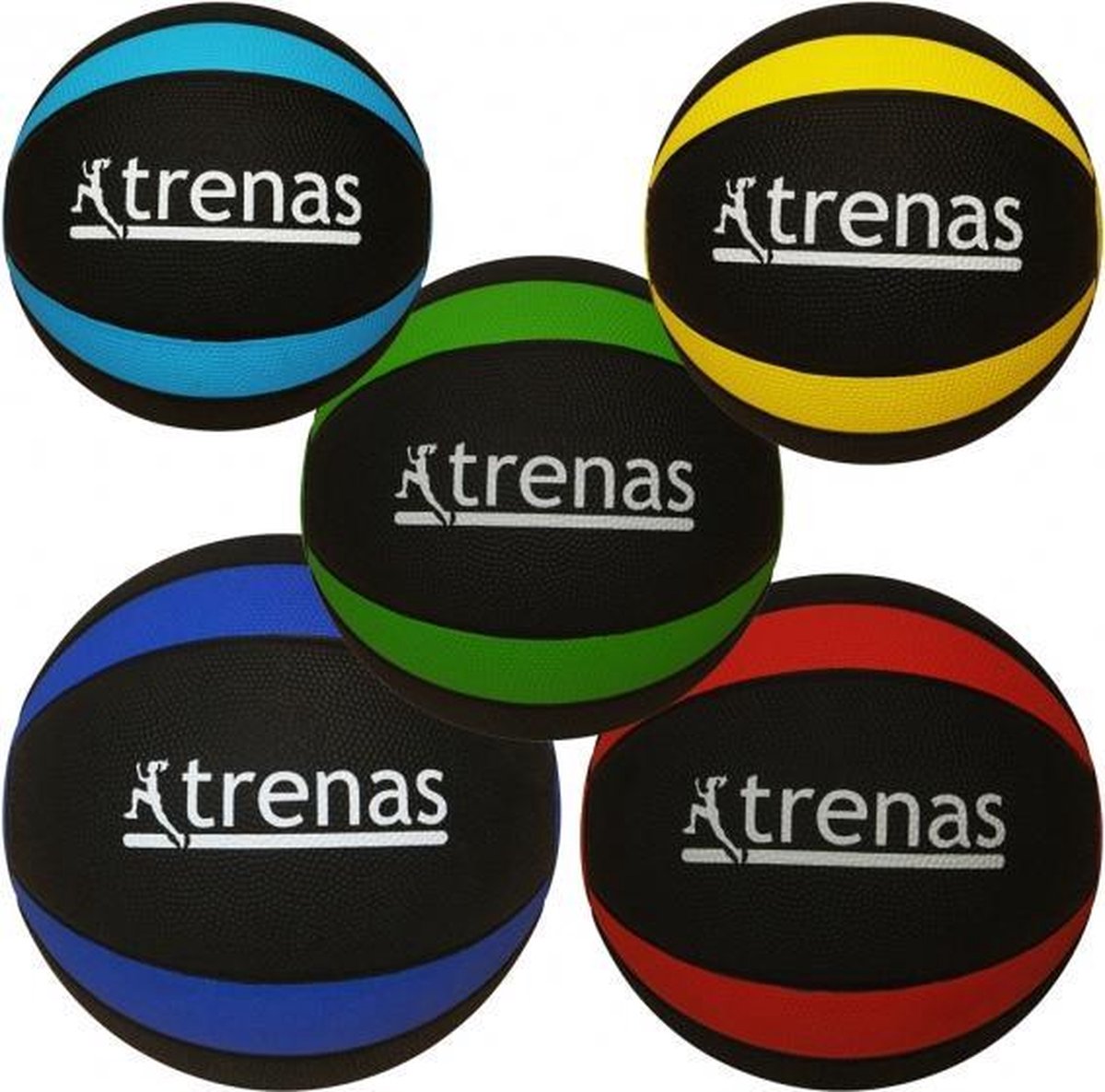 Trenas - Pro medicijnbal - Medicine bal - Rubber - Set van 5 Medicijnballen - 1 kg t/m 5 kg - 2 toned balls