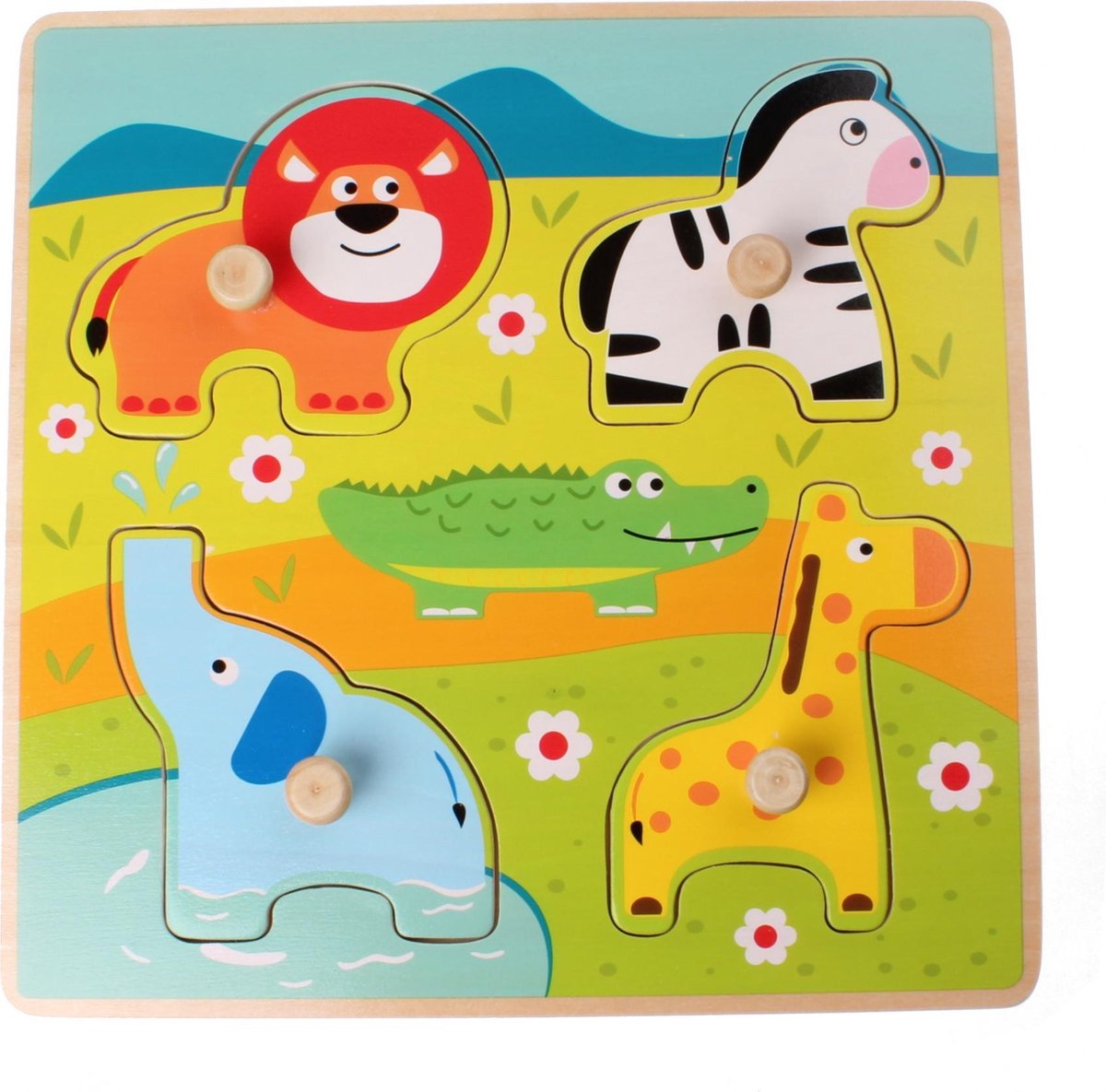 Jouéco Vormenpuzzel Safaridieren Junior Hout 4 Stukjes