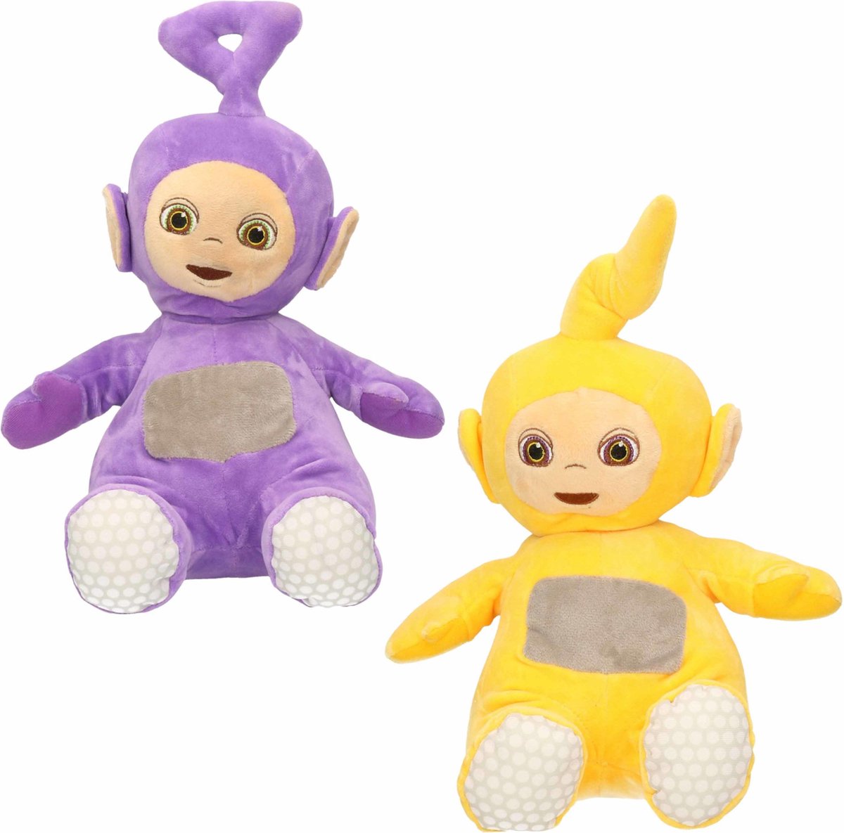 Set van 2x pluche Teletubbies speelgoed knuffels Tinky Winky en Laa-Laa 34 cm