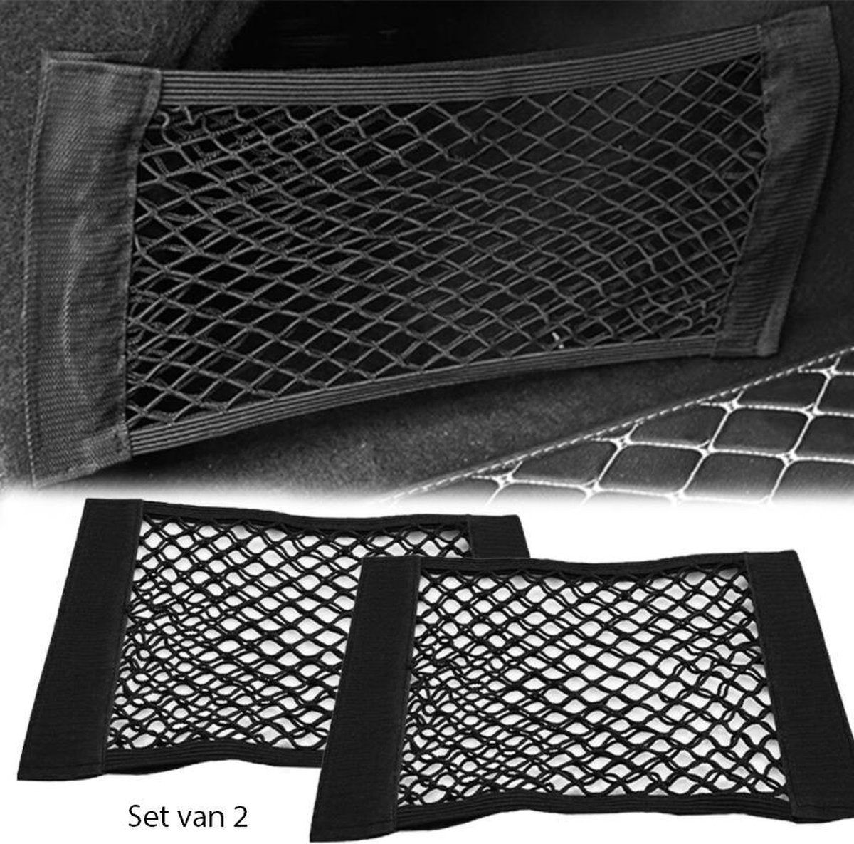 2 Stuks Kofferbak Organizer Auto 40 x 25 cm / Zelfklevende Opberg Netjes voor Auto Bus of Taxi / Organiser / Zwart
