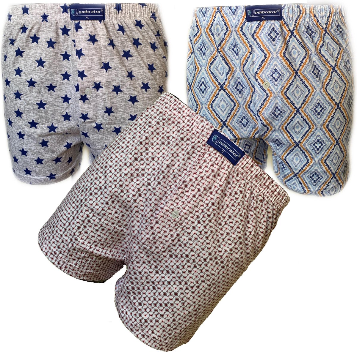 Embrator 3-stuks mannen Boxershorts Loose Fit katoen maat 3XL