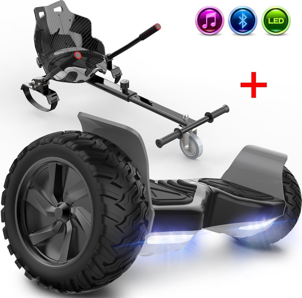 Evercross Challenger Hoverboard 8.5 Inch | 700W | Bluetooth Speaker | Zwart + Hoverkart Zwart