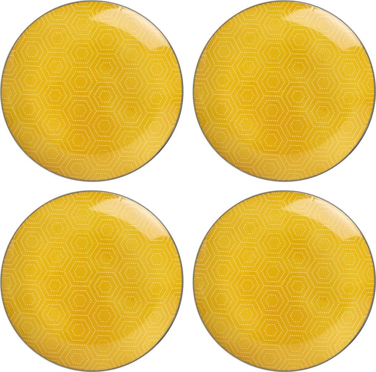 Bord Ø 20cm Hexagon - set 4 stuks