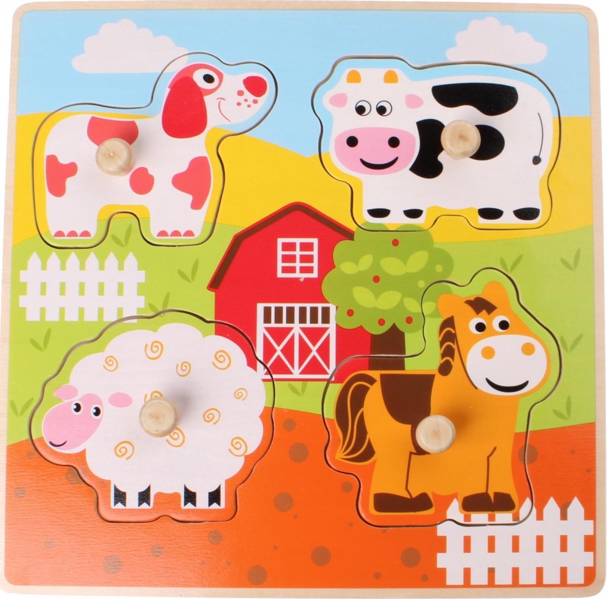 Jouéco Vormenpuzzel Boerderijdieren Junior Hout 4 Stukjes