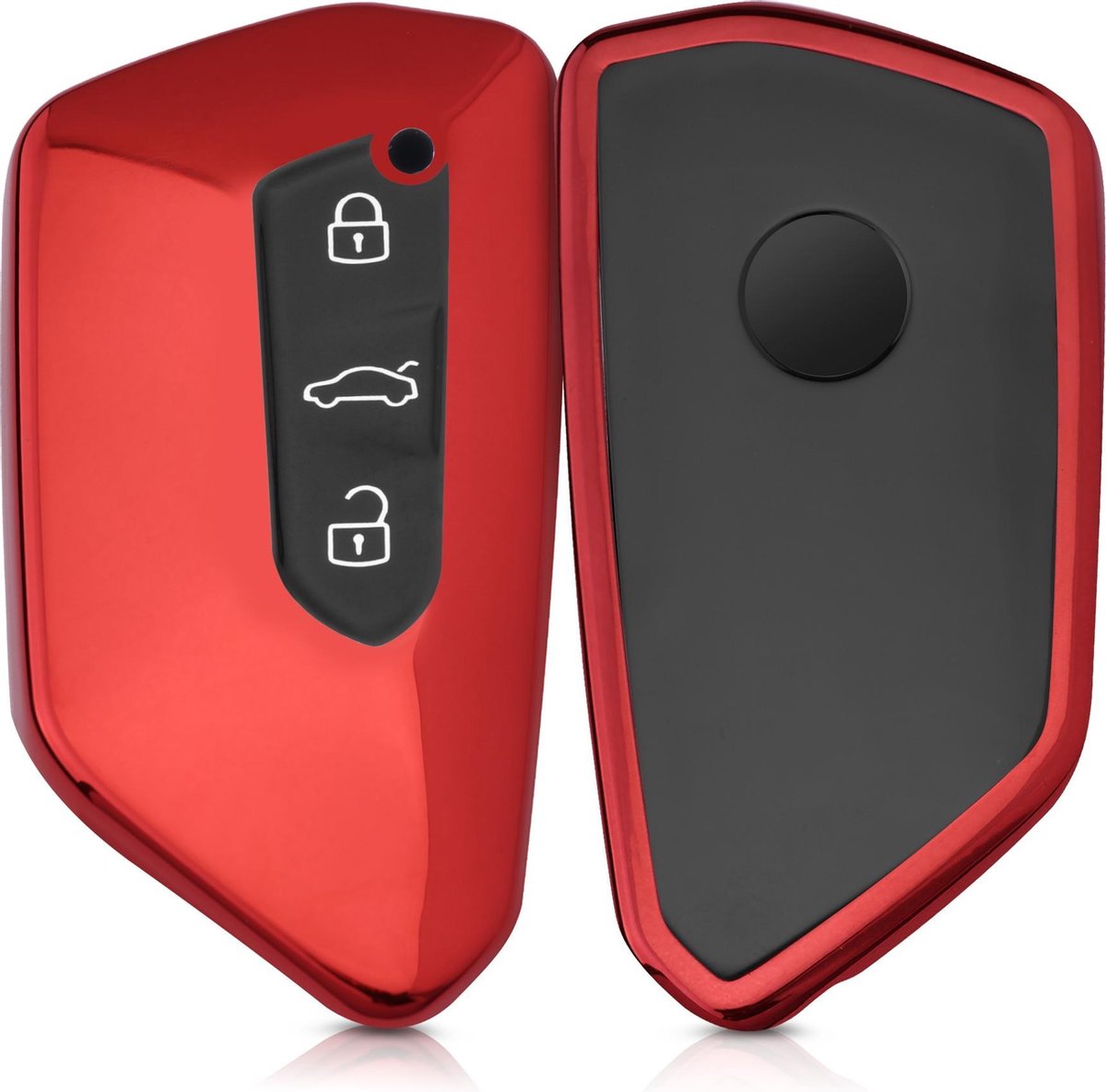 kwmobile autosleutelhoes voor VW Golf 8 3-knops autosleutel - TPU beschermhoes in hoogglans rood