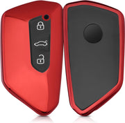 kwmobile autosleutelhoes voor VW Golf 8 3-knops autosleutel - TPU beschermhoes in hoogglans rood