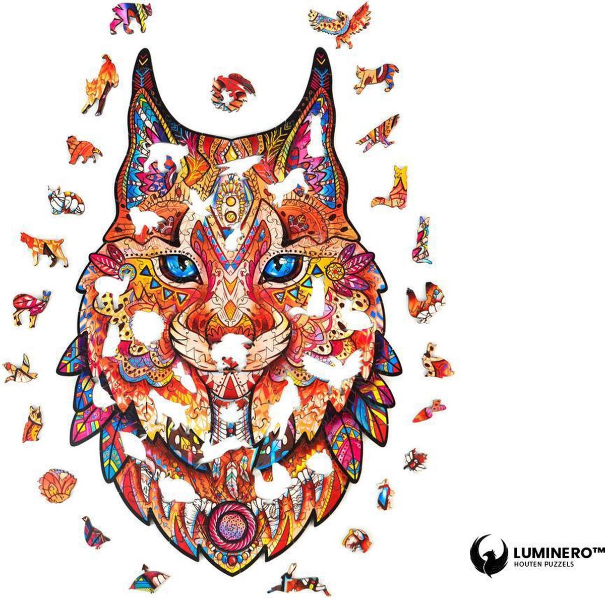 Luminero™ Houten Lynx Jigsaw Puzzel - A4 Formaat Puzzel - Unieke 3D Puzzels - Huisdecoratie - Wooden Puzzle - Volwassenen & Kinderen