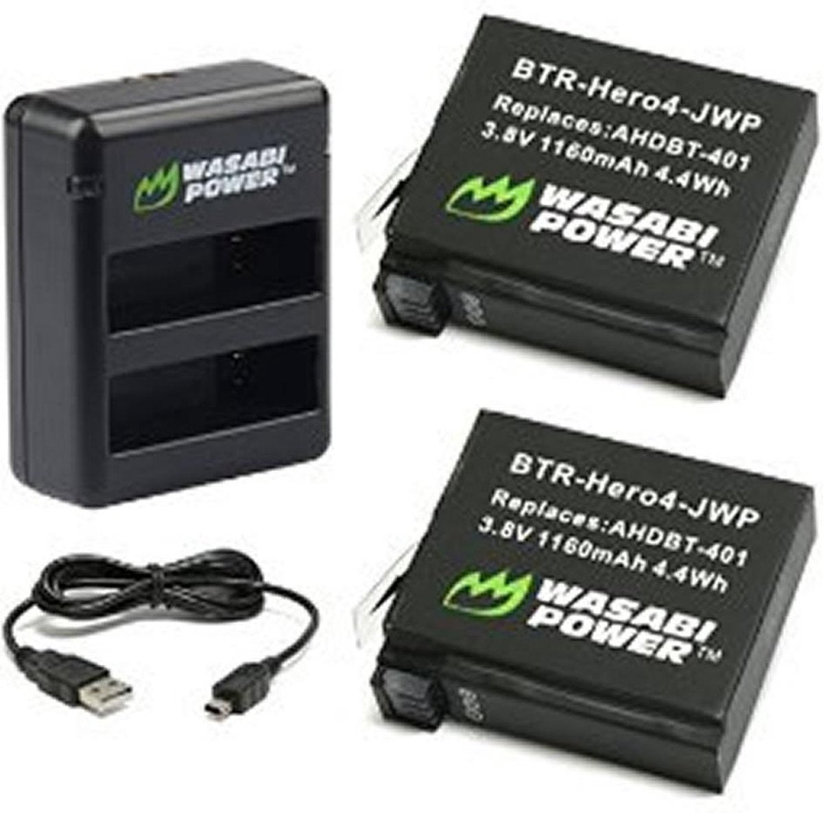 2x Accu / Batterij + Quickcharger GoPro Hero 4