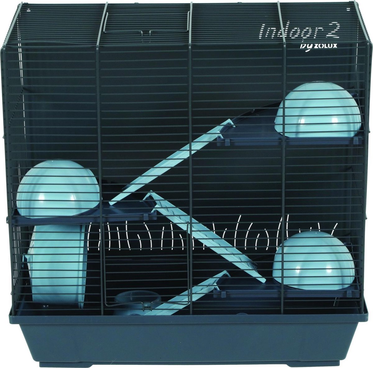 Zolux Blauw&Donkergrijs - - 29x51x47.5 cm Knaagdierenkooi - Konijn - Cavia - Rat - Chinchilla - Fret - Gerbil